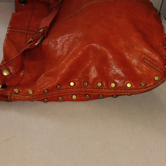 Fossil brass studded leather hobo bag - Picture 5 of 9